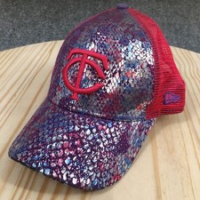 New Era Trucker Minnesota Twins Hat Youth One Size Snake Pattern Mesh Pink