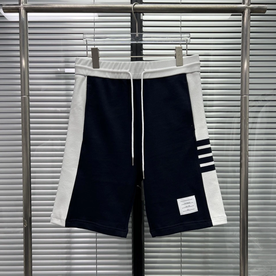 Pantalones Cortos Thom Browne Hombres/Mujeres Clásicos Rayas Verano Informales Color A Juego Foto 3 de 4