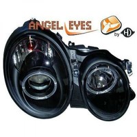 LHD Scheinwerfer Paar Angel Eyes Klar Schwarz H1 FüR Mercedes CLK C208