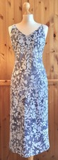 Charlotte Halton Midi Dress 12 38 Vtg 90s Cottagecore Blue Grey Devore Modest