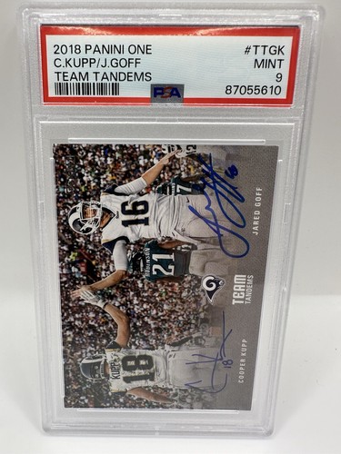 2018 Panini One Team Tandems Dual Auto Jared Goff & Cooper Kupp- PSA 9
