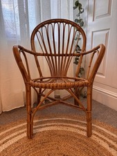Vintage Rattan Bamboo Chair  Mid Century Modern MCM Armchair Boho Decorative