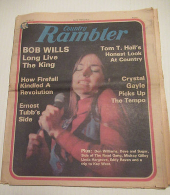 COUNTRY RAMBLER #7 1976 - Crystal Gayle, Bob Wills, Firefall, Darryl Rhoades