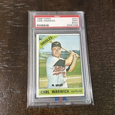 1966 Topps Baseball Carl Warwick #247 PSA 9 oc BALTIMORE ORIOLES MINT