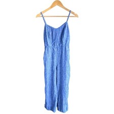 Old Navy Blue Chambray Linen-Blend Romper  S Coastal Grannycore Cottagecore