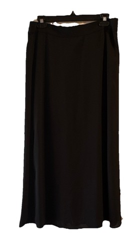 Vince Camuto Black Solid Long A-Line Rayon Skirt Elastic Waist Women’s M