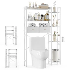Over The Toilet Storage with 2 Drawers, 7 Tier Over Toilet Bathroom Organizer...