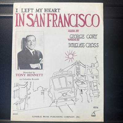 I Left My Heart in San Francisco Cory Cross Piano Voice Sheet Music 1954 Bennett