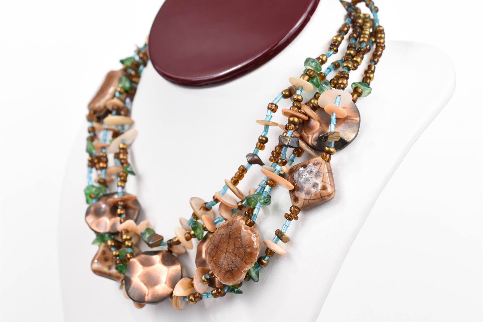 Handmade Studio Copper Multi Strand Necklace Glas… - image 6