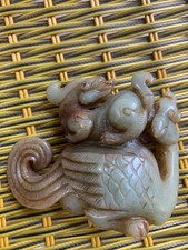 Unique Wonderful Chinese Old HeTian Jade Hand Carved *Dragon On Phoenix* Statue