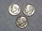 Roosevelt Dimes (Lot Of Three) : 1947 D, 1953 S, 1958 D.