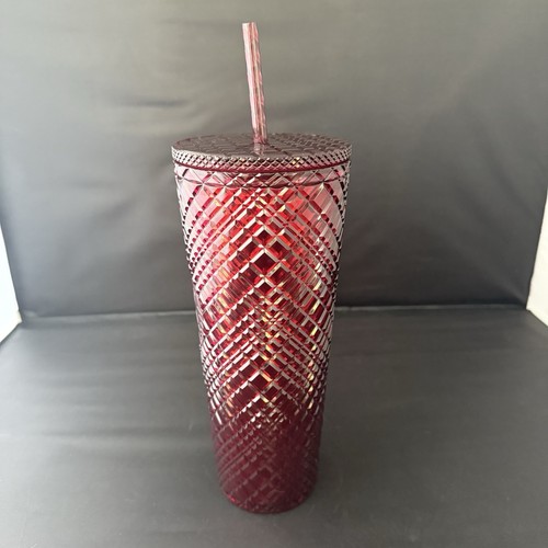 Starbucks 2021 Jeweled Christmas Holiday Red Merlot Cold Cup Tumbler 24oz Venti - Picture 2 of 7