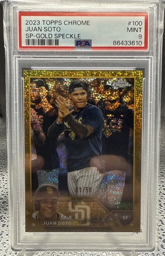 2023 Topps Chrome Juan Soto SP Gold Speckle 01/50 PSA 9