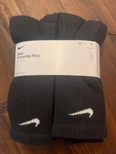 Nike Brand New Black Everyday Plus Crew Socks- 6 Pairs- Men 8-12, Women 10-13
