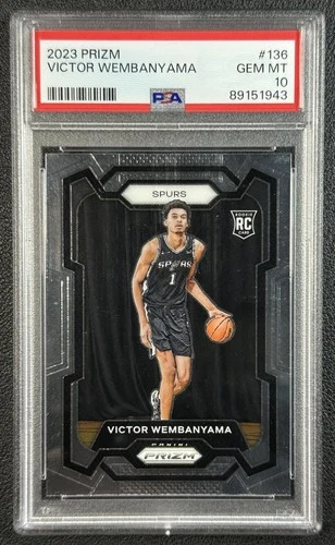 VICTOR WEMBANYAMA PSA 10 2023-24 PANINI PRIZM #136 ROOKIE RC SPURS 1943