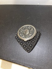 Victorian Black Beaded Coin Purse Ornate Metal Frame Patent Mar 25 1890