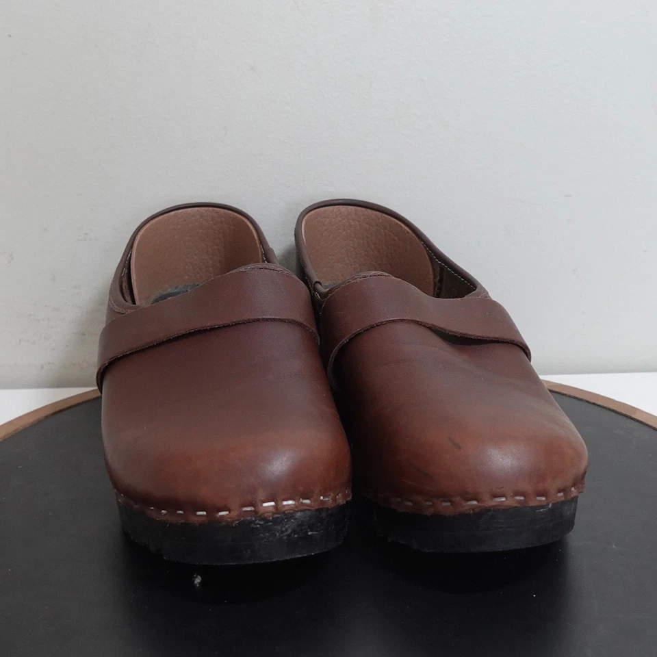 Zuecos de cuero Sven Brittany para mujer 43-11 marrón sin cordones cómodos informales Foto 3 de 4