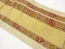 7669474: JAPANESE KIMONO JAPANESE NAGOYA OBI / WOVEN FLOWER ARABESQUE