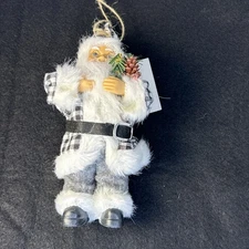 Black And White Plaid Santa Ornament Old East Main Company