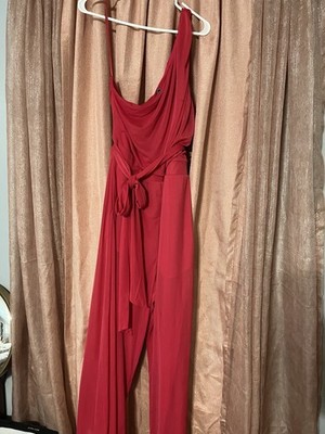 G by Giuliana Black Label Red 2X Plus Cowl Neck Belted Jumpsuit Party