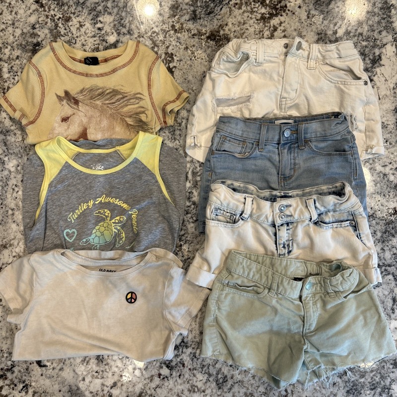 Gap Old Navy Justice girls Shorts Shirt Lot, 6 7 