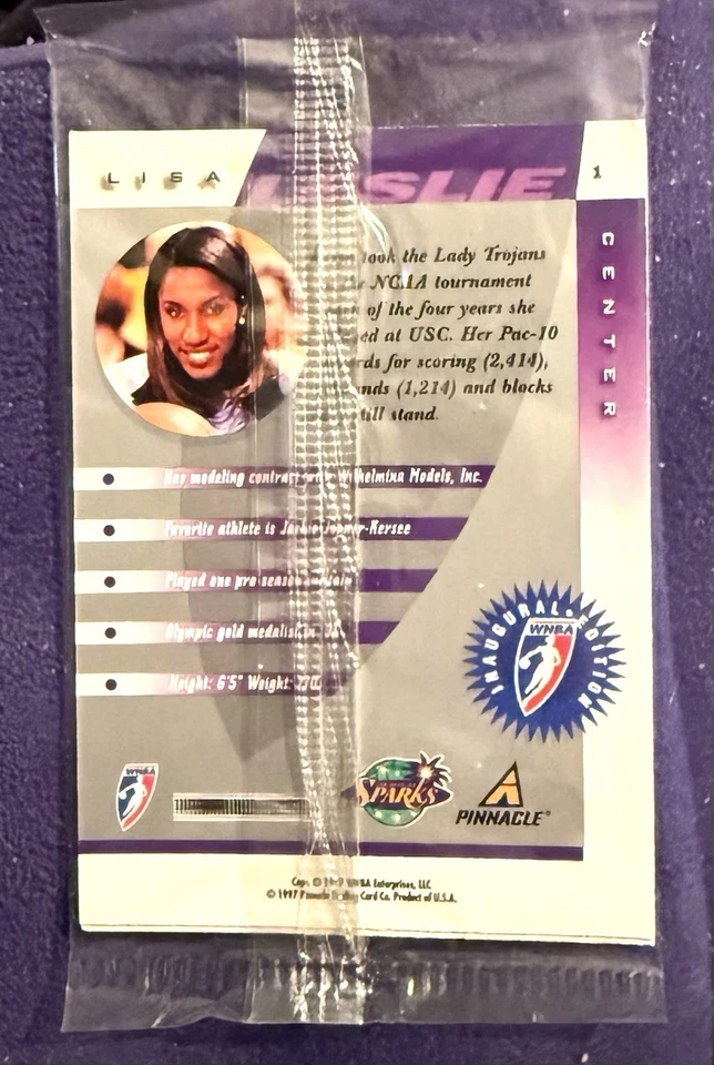 1997 Pinnacle Inside Promo WNBA Rebecca Lobo #3 RC Lisa Leslie #1 SEALED PACK - Image 3 of 3