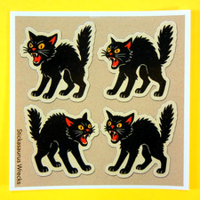 Vintage Style Halloween Black Cats Sticker Sheet