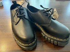 DR. MARTENS L QUAD BLACK SMOOTH LEATHER PLATFORM SHOES US WOMEN 8 DOCS