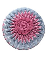 Crochet Round Throw Pillow Seat Cushion Multicolor Decor Double Side Vintage 70s