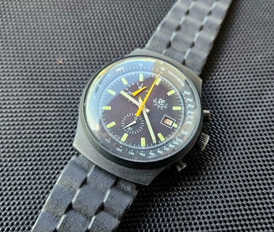 RE Watch Chronograph 17 jewels EB 8420 vintage manual wind PVD case - amazing