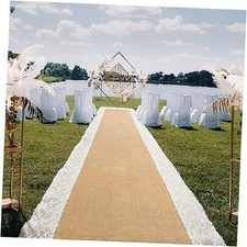 3ft x 20 ft Wedding Aisle Runner Outdoor Natural 3 x 20 feet Burlap Lace Style