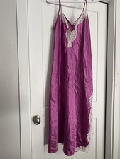 Oscar De La Renta Fushia Long Nightgown Sz L Pink Label Boudoir