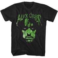 Alice Cooper Alien Face Men's T Shirt Green Rock Legend Concert Tour Merch