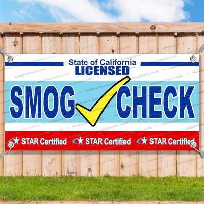 SMOG CHECK LICENSED STATE OF CALIFORNIA STAR CERTIFIED Advertising Vinyl Banner