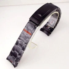 20mm 316L Oyster Steel Watch Bracelet Gold Black Silver Mens Strap Glide Lock