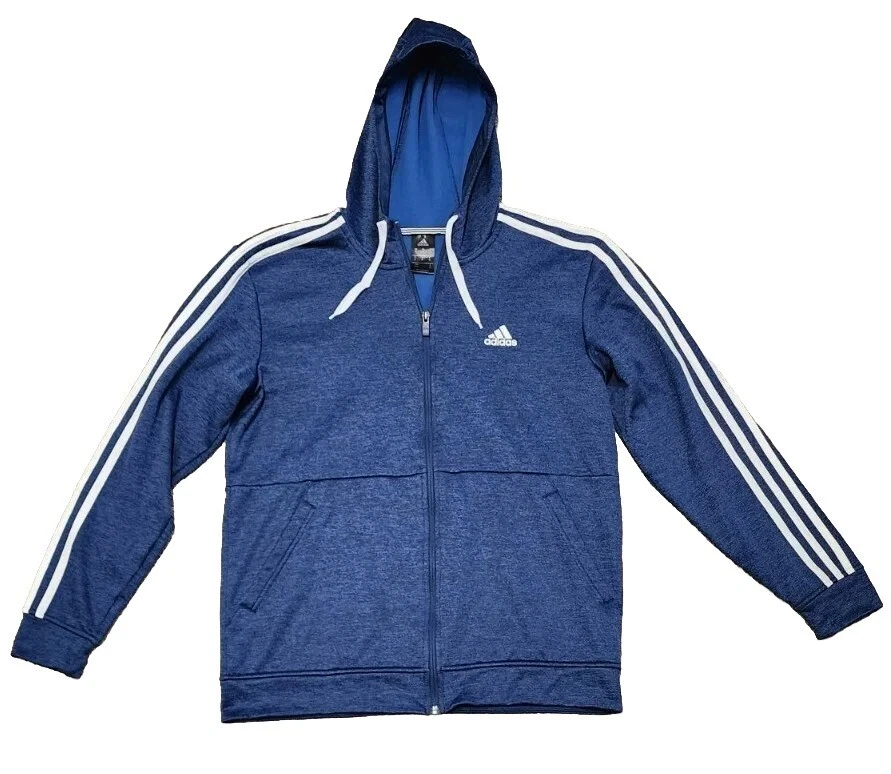 Adidas Hooded Men s MEDIUM Surf Blue Full Zip CLIMAWARM Fleece