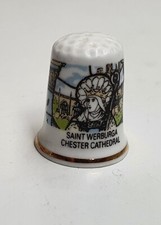 North Lodge Bone China Saint Werburga Chester Cathedral Souvenir Thimble 3cm