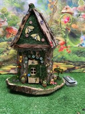 Fairy House Tree Stump Fully Decorated With Lights! Must See! Cute Inside & Out