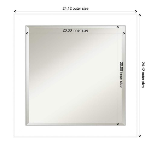Amanti Art Wall Mirror 24" H X 24" W, Modern Polystyrene Frame In Wedge White - 第 3/5 張圖片