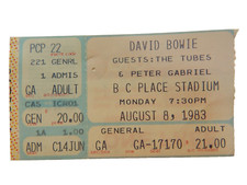 DAVID BOWIE THE TUBES PETER GABRIEL 1983 Concert Ticket Stub BC Place Vancouver