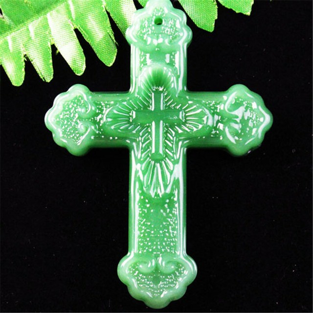 76x55x7mm New Carved Green Jade Cross Pendant Bead YJ2szj | eBay
