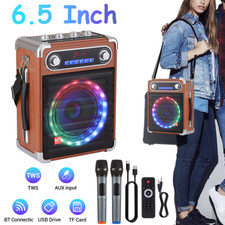 Portable Wireless 6.5-in Bluetooth Karaoke Speaker With Microphone Rechargeable