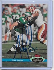 Football Card IP auto MIKE GOLIC 1991 Stadium Club Philadelphia Eagles