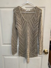 Cato Taupe Long Sleeve Knitted Tunic Sweater Dress