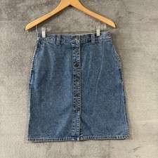 Vintage Cherokee Denim Skirt Sz 8 Button Up 100 Cotton 90s 90 s Y2K Jean Button