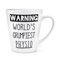 Warnung World's Grumpiest Physio 341Ml Latte Becher Tasse Toll Best Sports Funny
