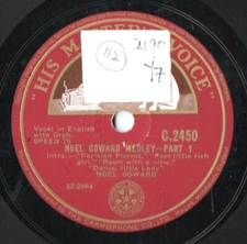 NOEL COWARD CLASSIC 12" 78 - NOEL COWARD MEDLEY PART ONE & TWO - EX+