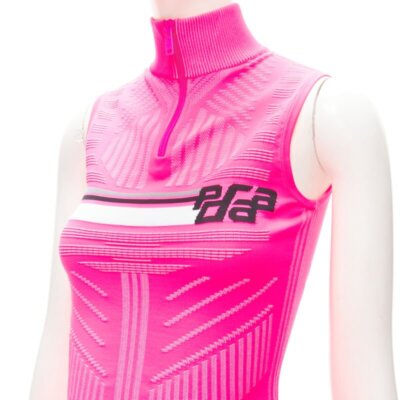 PRADA 2018 pink graphic Racing Sports Logo bodycon zip up PRADA 2018 pink graphic Racing Sports Logo bodycon zip up