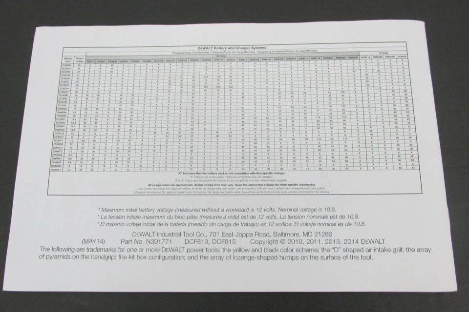 Dewalt DCF813 DCF815 12VCordless impact Wrench Driver Instruction Manual NO TOOL - Image 2 of 2