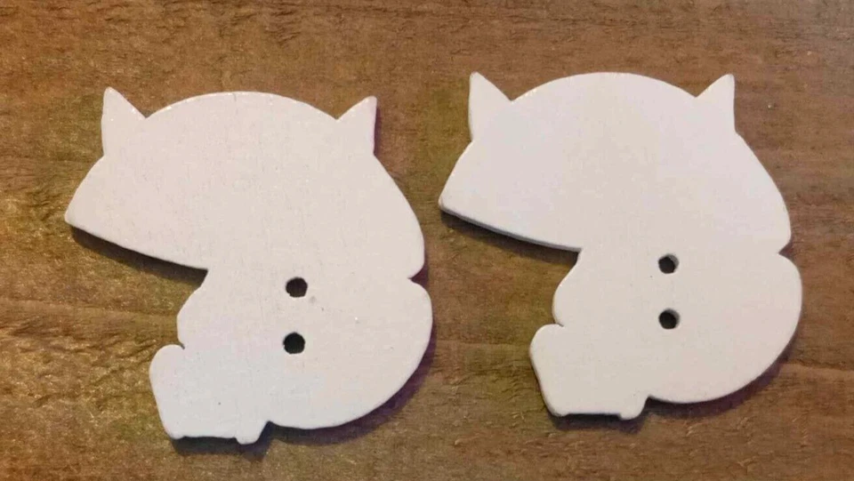 2 Raccoon Shape Sewing Buttons Crafting Wood 2 Hole 1.25" - Image 2 of 2